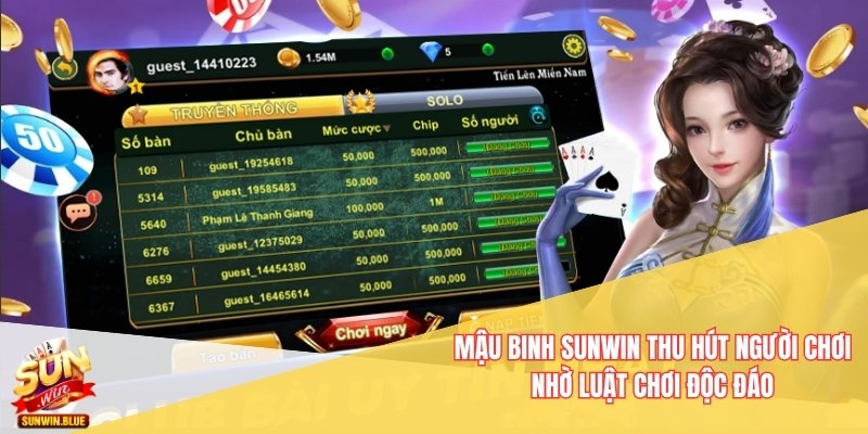 Mậu binh Sunwin thu hút người chơi nhờ luật chơi độc đáo